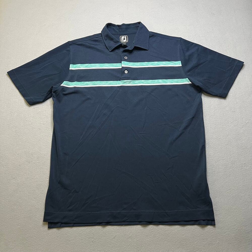FootJoy Athletic Fit Golf Polo Shirt Men’s XL Blue Striped Performance Stretch